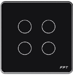 Công tắc cảm ứng 4 nút vuông đen Athena SNBR0116