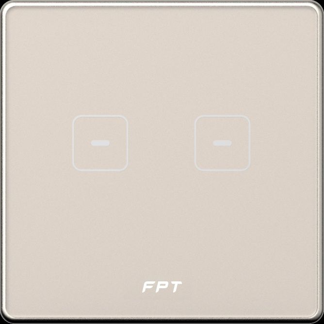 Công tắc cảm ứng 2 nút vuông champagne - Hera SNZD0176