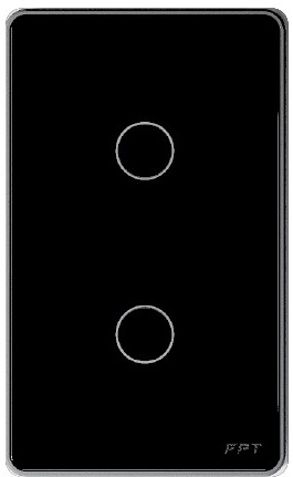 Công tắc cảm ứng 2 nút chữ nhật đen FPT Smart Home SNBR027
