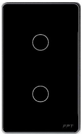 Công tắc cảm ứng 2 nút chữ nhật đen FPT Smart Home SNBR027