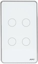 Công tắc cảm ứng 4 nút chữ nhật trắng (BLE) (Ver 2) Athena SNBR024
