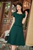  Đầm A ngắn tay xanh cổ U peplum đính đá H603158K 