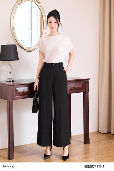 Quần suông culottes đen 2 túi chéo Seven.AM H850071TK1