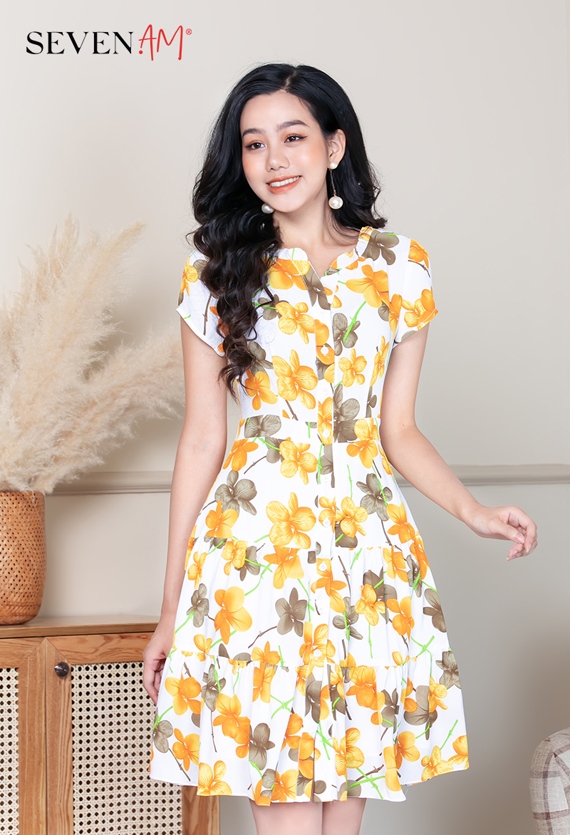Đầm công sở dáng xòe ngắn
