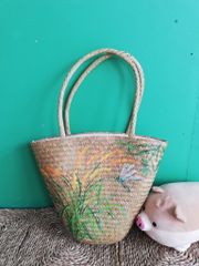 Túi đeo vai cỏ bàng vẽ hoa