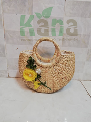 Túi xách lục bình tròn hoa vàng