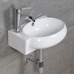 CHẬU LAVABO GÓC TREO TƯỜNG TRẮNG  ( GÓC TRÁI ) -  BLLE  2175