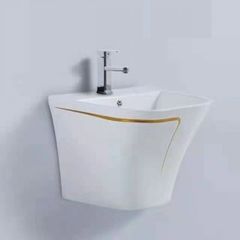 CHẬU LAVABO TREO TƯỜNG TRẮNG CHỈ VÀNG  - LIỀN KHỐI  -  BLLE  WB 29W