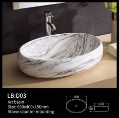 CHẬU LAVABO OVAl  ĐẶT BÀN  - HỌA TIẾT GIẢ ĐÁ LB:D03