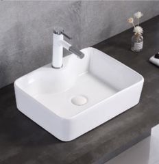 CHẬU LAVABO VUÔNG ĐẶT BÀN TRẮNG