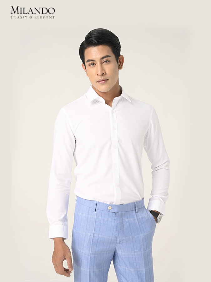Đồng phục công sở áo sơ mi nam màu tím hồng