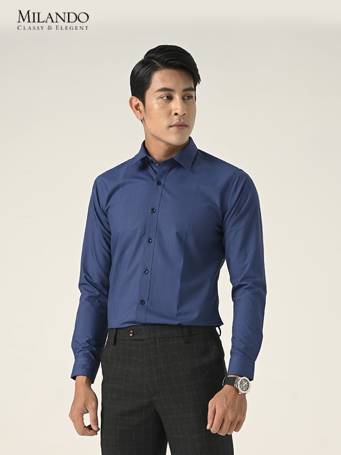 Áo sơ mi nam ngắn tay màu xanh dương  SM0046