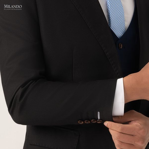 Bộ vest nam màu đen kiểu cổ sam phi đen - HMVESTON - Vest nam đẳng cấp -  Nâng tầm phong cách