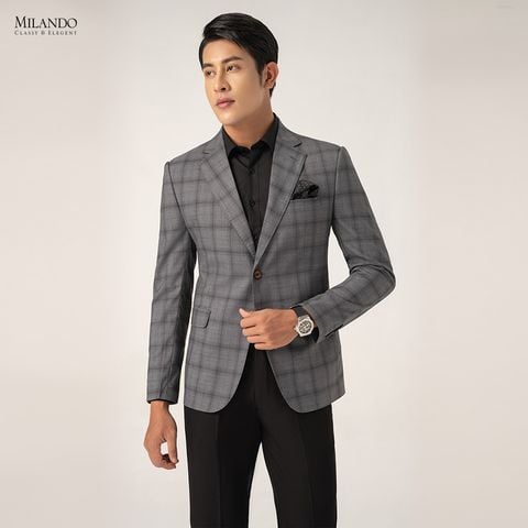 Áo Vest Nam Cao Cấp Kẻ Xám Ô Vuông Blazer