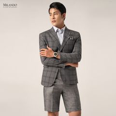 Áo Vest Nam Cao Cấp Kẻ Xám Ô Vuông Blazer