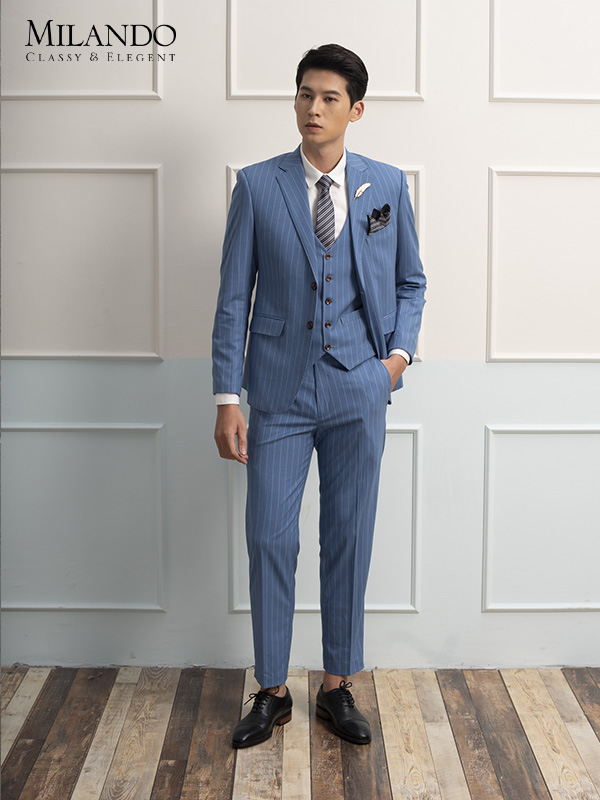 Bộ vest xanh dương 2 khuy  adinostore
