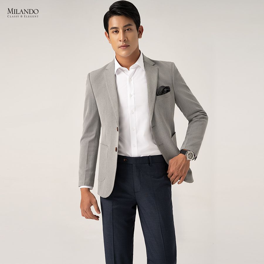 Áo Vest Nam Xám Xước Blazer