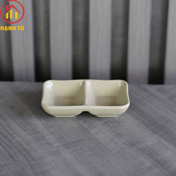 Bát đĩa nhà hàng chấm nhựa melamine màu nâu nhám