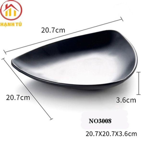 Đĩa tam giác nhựa melamine đen nhám