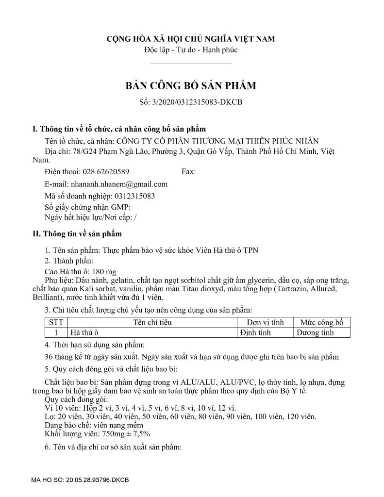 Thảo Dược làm đen râu tóc Viên Hà Thủ Ô TPN - TPCN hộp 60 viên x 4 hộp / liệu trình (240 viên)