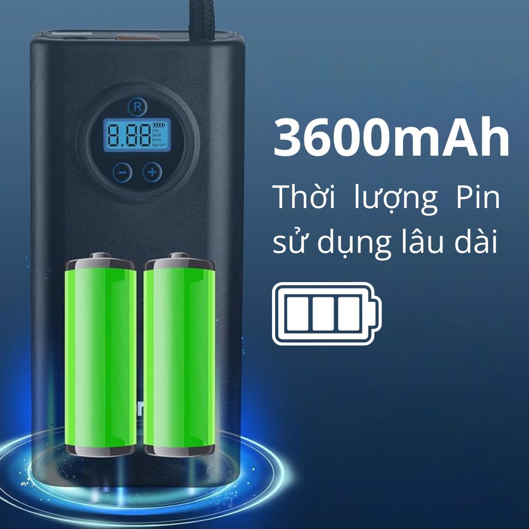  Máy bơm pin Kachi MK374 - Bơm xăm lốp ô tô, xe máy, xe đạp, phao, bóng 