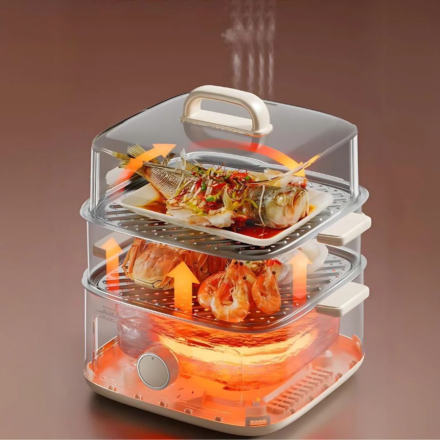 Nồi lẩu hấp thủy nhiệt Mishio MK382 khay hấp inox 304