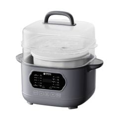 Nồi nấu chậm lòng sứ 3L Mishio MK397 kèm xửng hấp và 4 thố sứ tiện lợi không lo cháy khét hay bong tróc chống dính