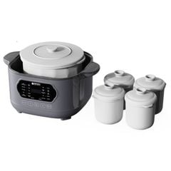 Nồi nấu chậm lòng sứ 3L Mishio MK397 kèm xửng hấp và 4 thố sứ tiện lợi không lo cháy khét hay bong tróc chống dính