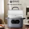 Nồi nấu chậm lòng sứ 3L Mishio MK397 kèm xửng hấp và 4 thố sứ tiện lợi không lo cháy khét hay bong tróc chống dính