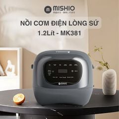 Nồi cơm điện lòng sứ dưỡng sinh 1.2L Mishio MK381