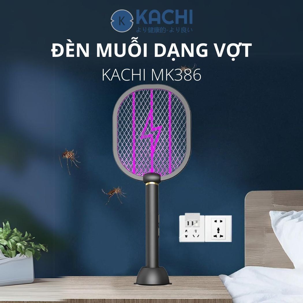  Đèn muỗi có chức năng vợt muỗi Kachi MK386 với đế sạc tích hợp 