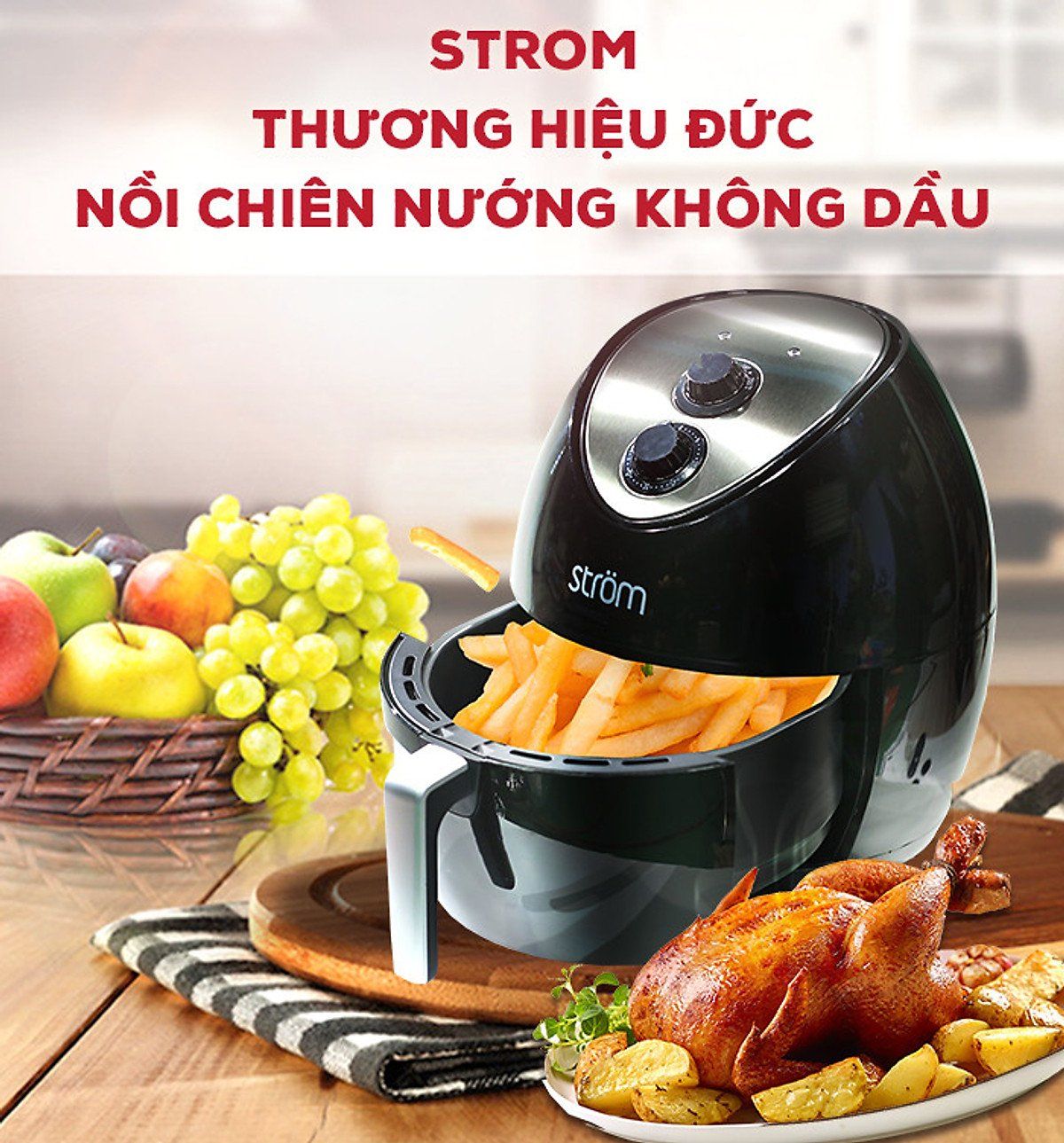  Nồi Chiên Không Dầu Strom MK41ST Thương Hiệu Đức 