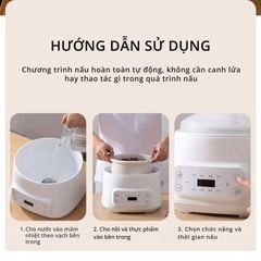 Nồi nấu chậm lòng sứ 3L Mishio MK397 kèm xửng hấp và 4 thố sứ tiện lợi không lo cháy khét hay bong tróc chống dính
