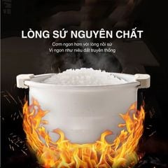 Nồi cơm điện lòng sứ dưỡng sinh Mishio MK365 chống dính tự nhiên trọn đời không bong tróc
