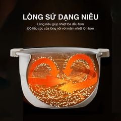 Nồi cơm điện lòng sứ dưỡng sinh Mishio MK365 chống dính tự nhiên trọn đời không bong tróc