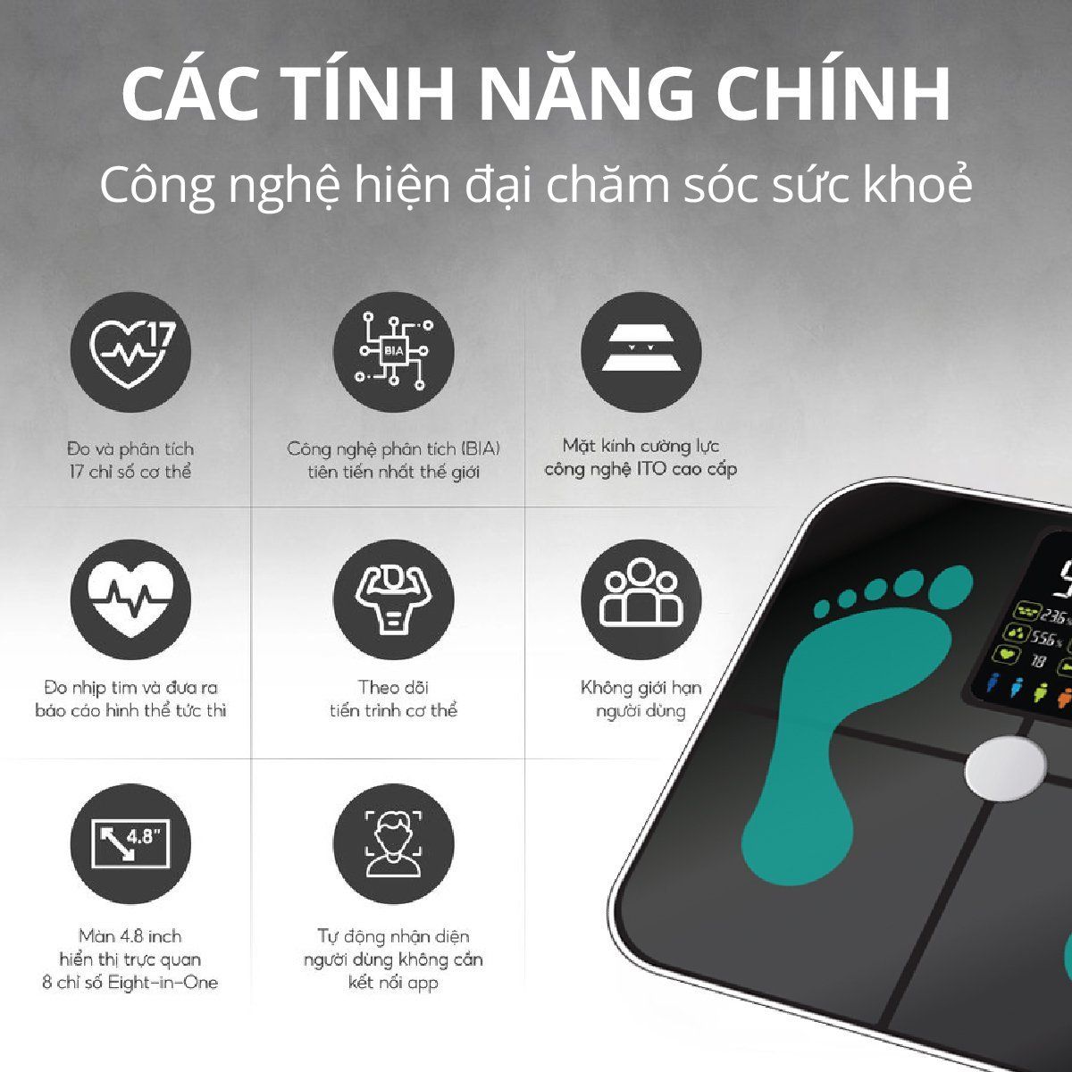  Máy quét chỉ số cơ thể Kachi MK370 CÔNG NGHỆ FEETID NHẬN DIỆN NGƯỜI DÙNG MÀ K CẦN KẾT NỐI APP 