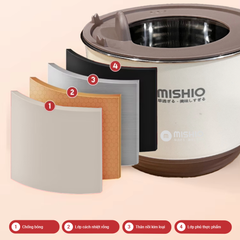 Nồi Lẩu Điện Mini 1.5L Mishio MK392 600W lòng nồi inox 304 không gỉ sét