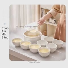 Nồi nấu chậm lòng sứ 3L Mishio MK397 kèm xửng hấp và 4 thố sứ tiện lợi không lo cháy khét hay bong tróc chống dính