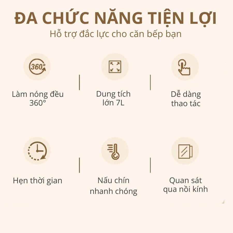  Nồi chiên không dầu thủy tinh 7 Lít Mishio MK373 không bong tróc chống dính, an toàn cho sức khỏe 