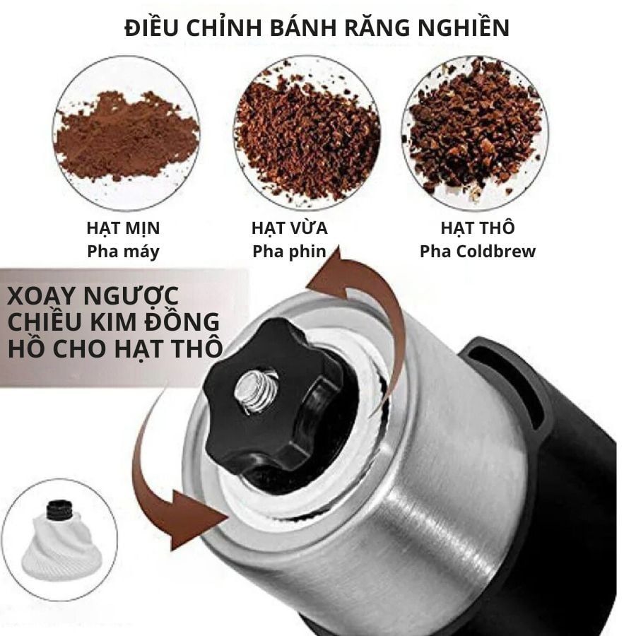  Máy xay hạt cafe Mishio chỉnh độ thô mịn phù hợp pha máy, pha phin, coldbrew 