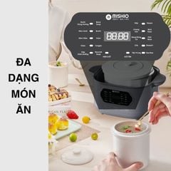 Nồi nấu chậm lòng sứ 3L Mishio MK397 kèm xửng hấp và 4 thố sứ tiện lợi không lo cháy khét hay bong tróc chống dính