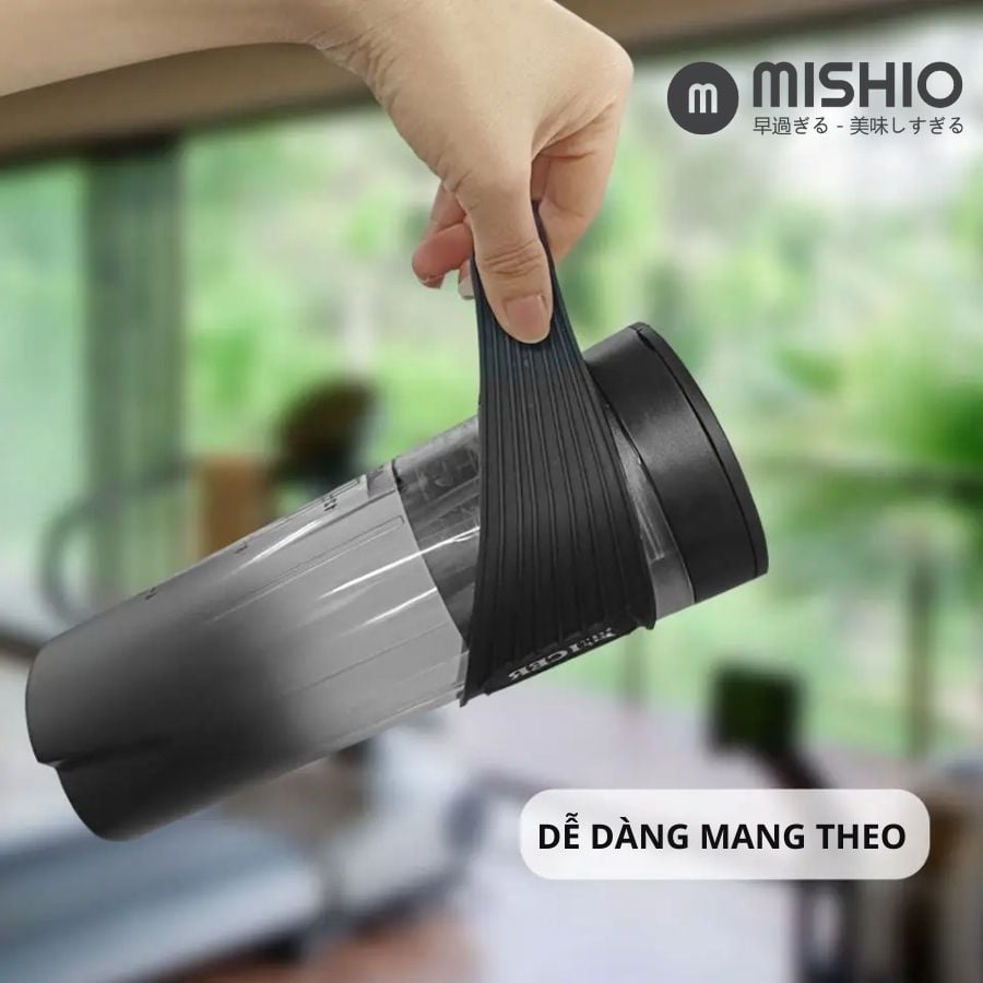  Máy xay sinh tố chạy pin 460ml Mishio MK371 cầm tay mang đi mọi nơi dễ dàng 