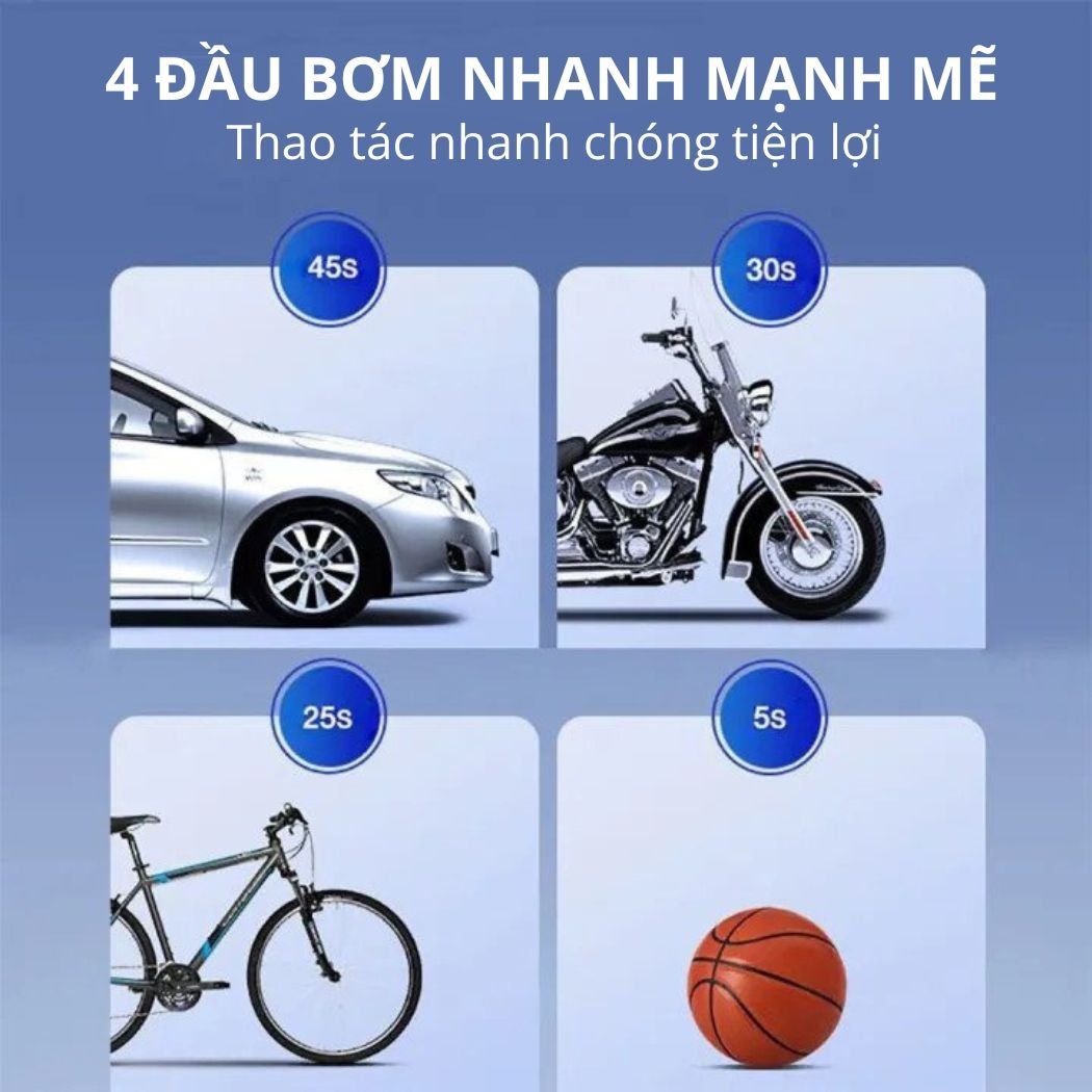  Máy bơm pin Kachi MK374 - Bơm xăm lốp ô tô, xe máy, xe đạp, phao, bóng 