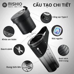 Máy xay sinh tố chạy pin 460ml Mishio MK371 cầm tay mang đi mọi nơi dễ dàng