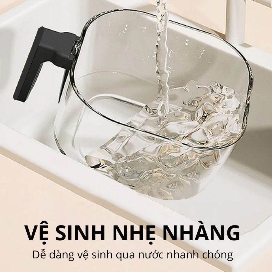 Nồi chiên không dầu thủy tinh Mishio MK373 | Dung tích 7 lít lòng nồi không bong tróc gỉ sét