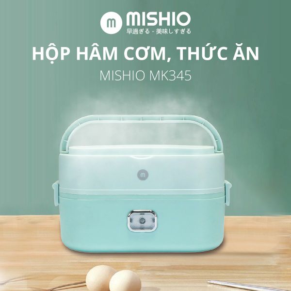  Hộp Hâm Cơm, Thức Ăn Mishio MK317 kèm 2 hộp inox 304 