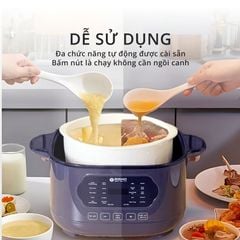 Nồi nấu chậm lòng sứ 3L Mishio MK397 kèm xửng hấp và 4 thố sứ tiện lợi không lo cháy khét hay bong tróc chống dính