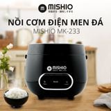  Nồi Cơm Điện Men Đá Mishio MK233 size 0.8L lòng nồi dày nặng nấu cơm ngon 