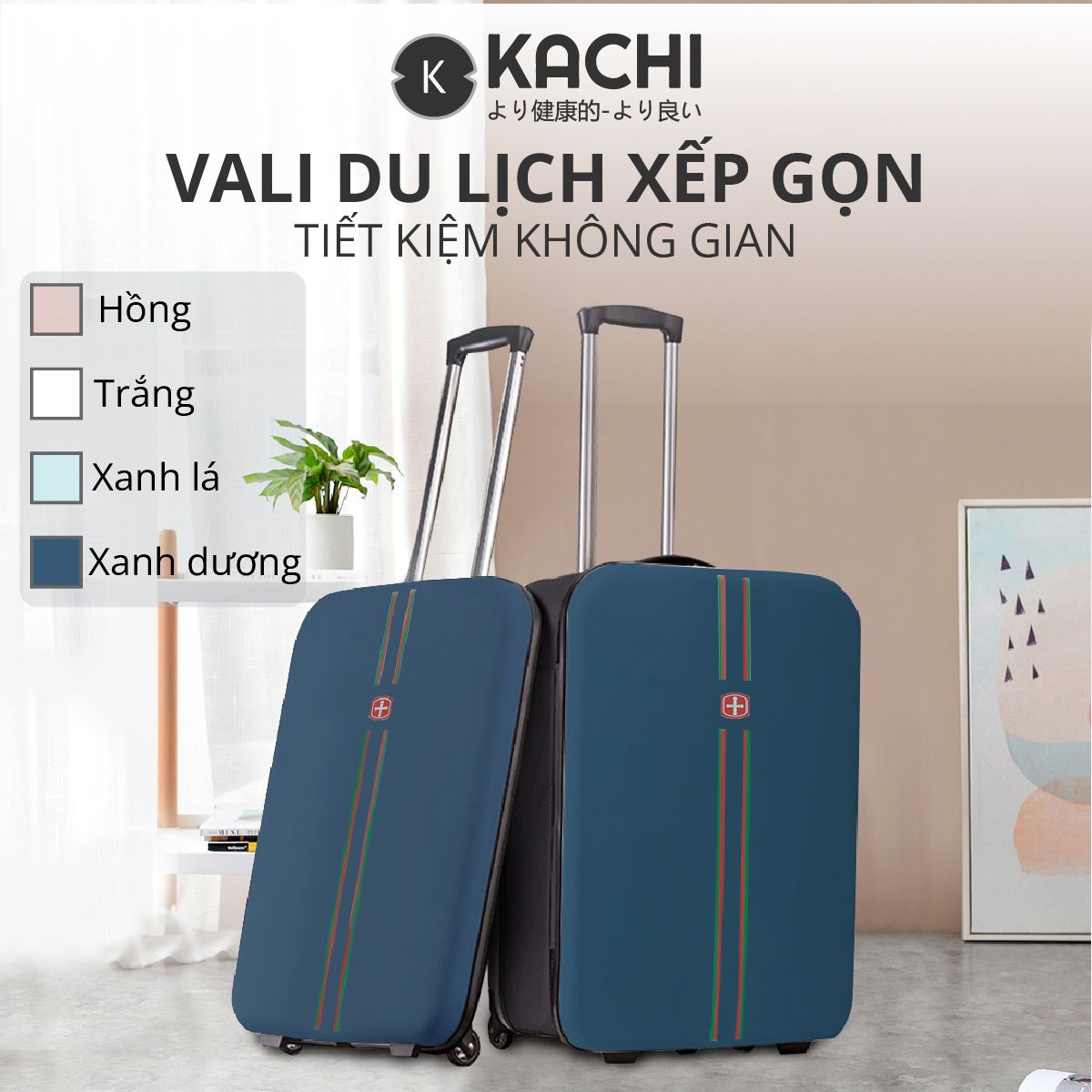  Vali du lịch xếp gọn tiết kiệm không gian Kachi MK356 size 24