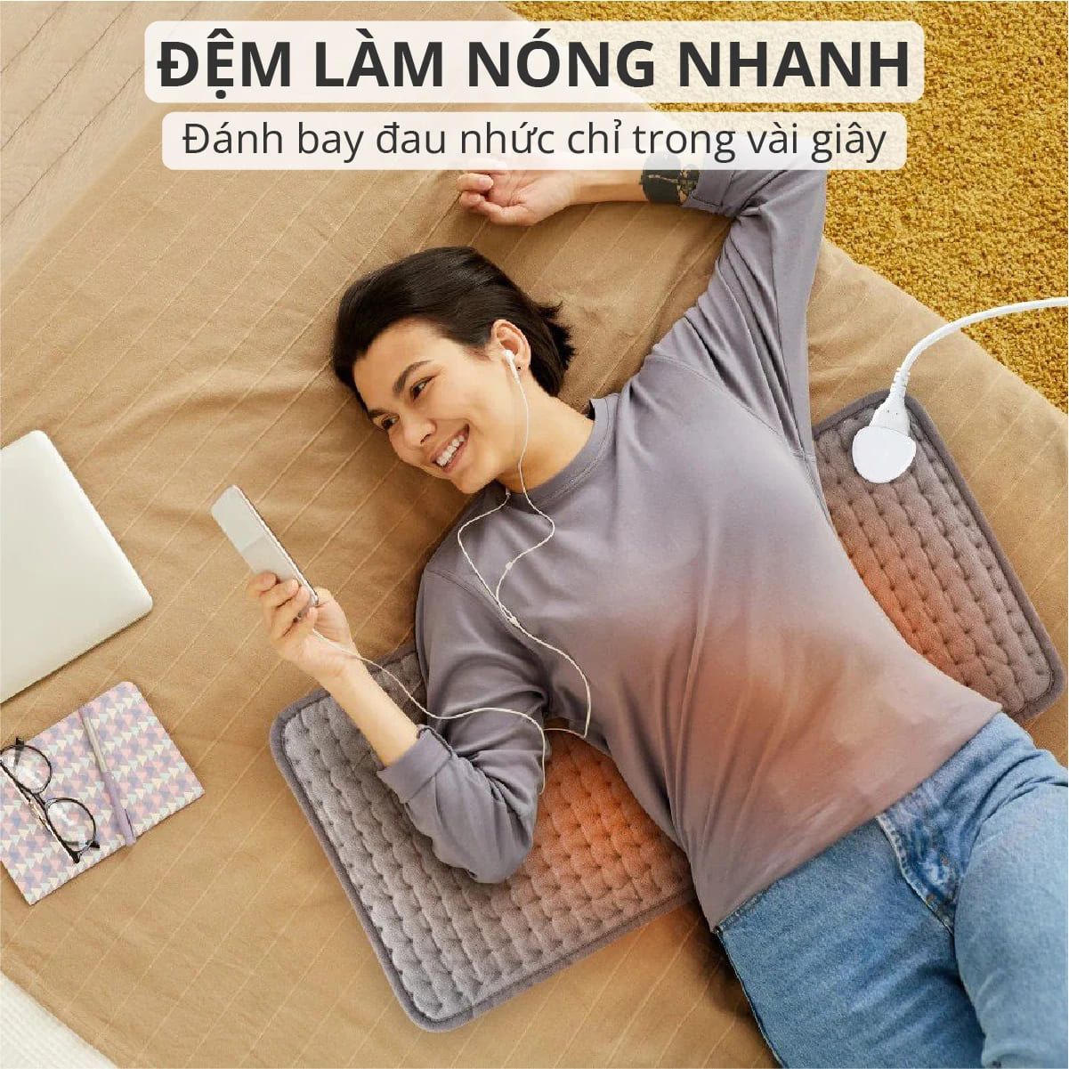  Thảm Chườm Nóng Kachi MK363 giảm đau nhức, đệm sưởi ấm, chăn điện 